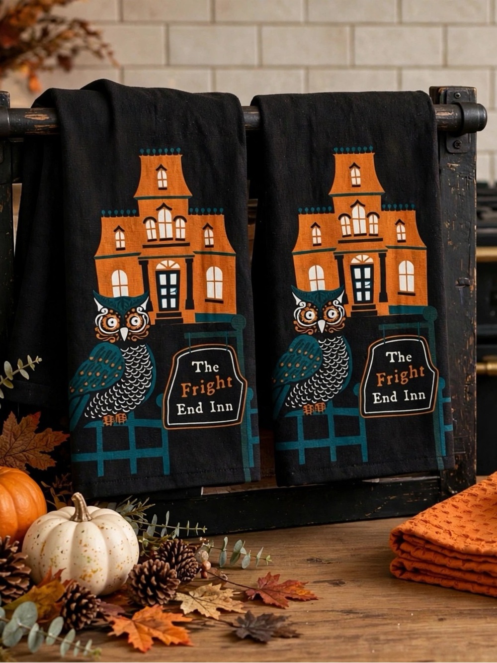 NWT 4Pc Halloween Layerings Towel Bundle Spooky Hotel Owl Summerween Decor
